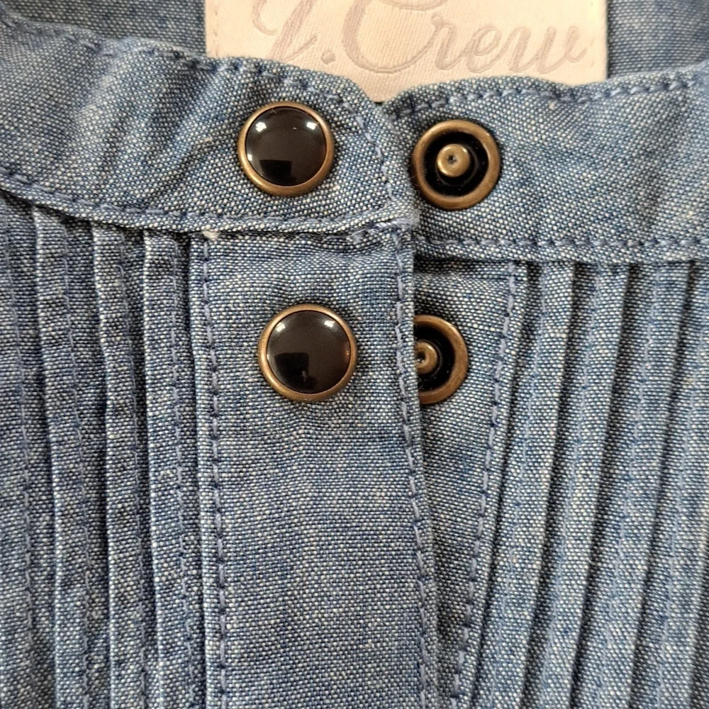 NWOT J.Crew Womens Chambray Denim Popover Tuxedo‎ Tunic Snap Up Shirt S-6